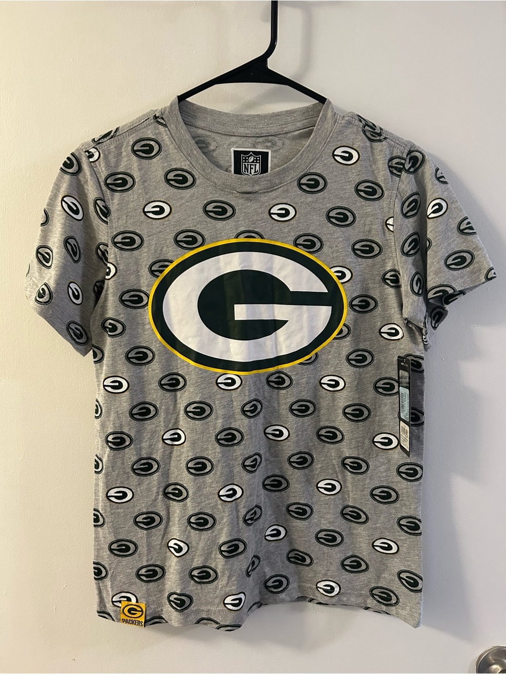 NFL Green Bay Packers Gray Allover Logo Short Sleeve Tee